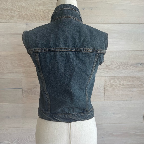 Vintage designer denim VEST EMMANUEL SCHIVILI ITALY with gold embroidery size M - Picture 10 of 17